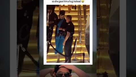 Rihanna realized she ignored his hand so she gave him a hug instead #rihanna