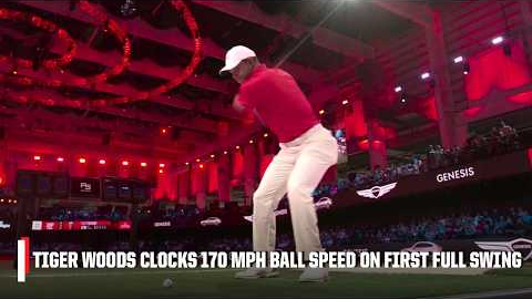 Tiger Woods clocks 170 MPH ball speed with a 3 wood on his first full swing 💪 | TGL on ESPN