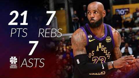 LeBron James 21 pts 7 rebs 7 asts vs Pelicans 25/26 season