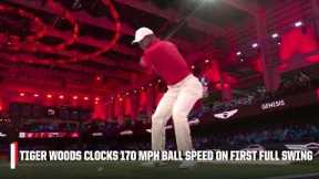 Tiger Woods clocks 170 MPH ball speed with a 3 wood on his first full swing 💪 | TGL on ESPN