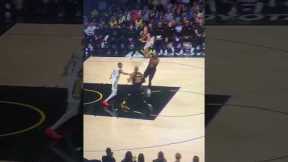 Lebron slips but gets up and dunks