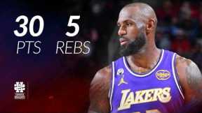 LeBron James 30 pts 5 rebs vs Rockets 25/26 season