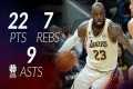 LeBron James 22 pts 7 rebs 9 asts vs