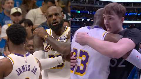 LeBron wasn't happy with Bronny's pass & shows love to Cooper Flagg after 45 points