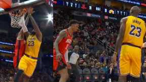LeBron James dunks over Jabari Smith Jr then stares him down and Jabari nods 😂