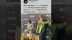 Jack Black’s The Rock signature eyebrow raise” at CinemaCon is breaking the internet 🤨 👓 #jackblack