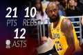 LeBron James 21 pts 10 rebs 12 asts