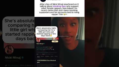Nicki Minaj’s “resurfaced clips about blocking fans supporting other female rappers” #nickiminaj
