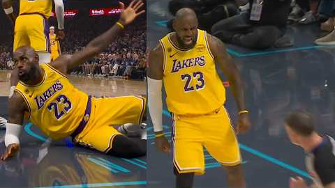 LeBron James heated with ref after hurt from fall and no foul call vs OKC