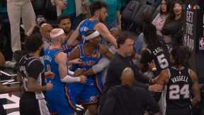 Stephon Castle and Devin Vassell heated with Caruso and Ajay Mitchell for hard fouls